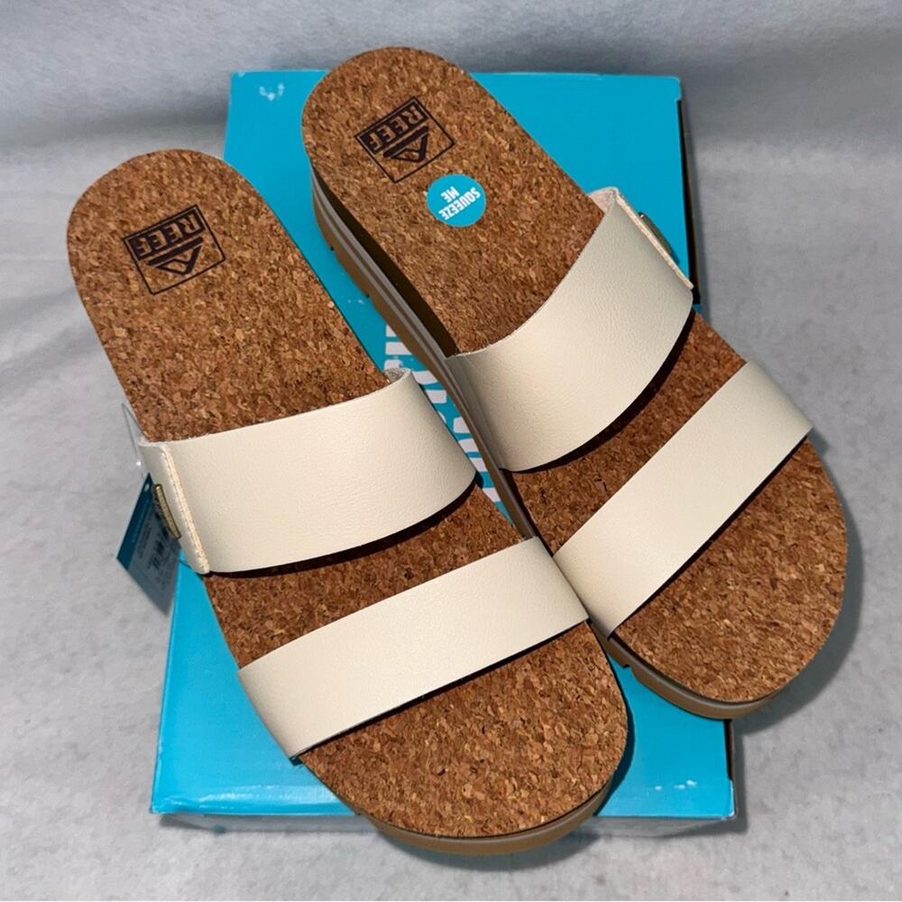 NIB Reef Cushion Vista Higher Chunky Platform Sandals sz 10 Vintage Tan Comfort
